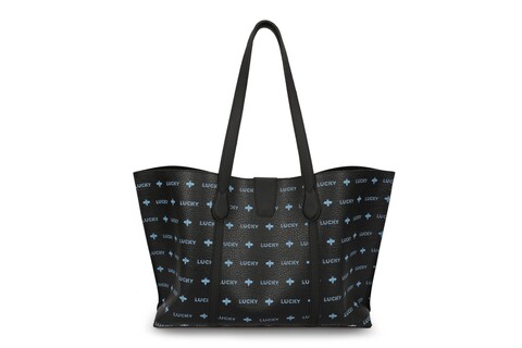 Geanta, lucky bees, 346 black dark blue, piele ecologica, negru/bleumarin