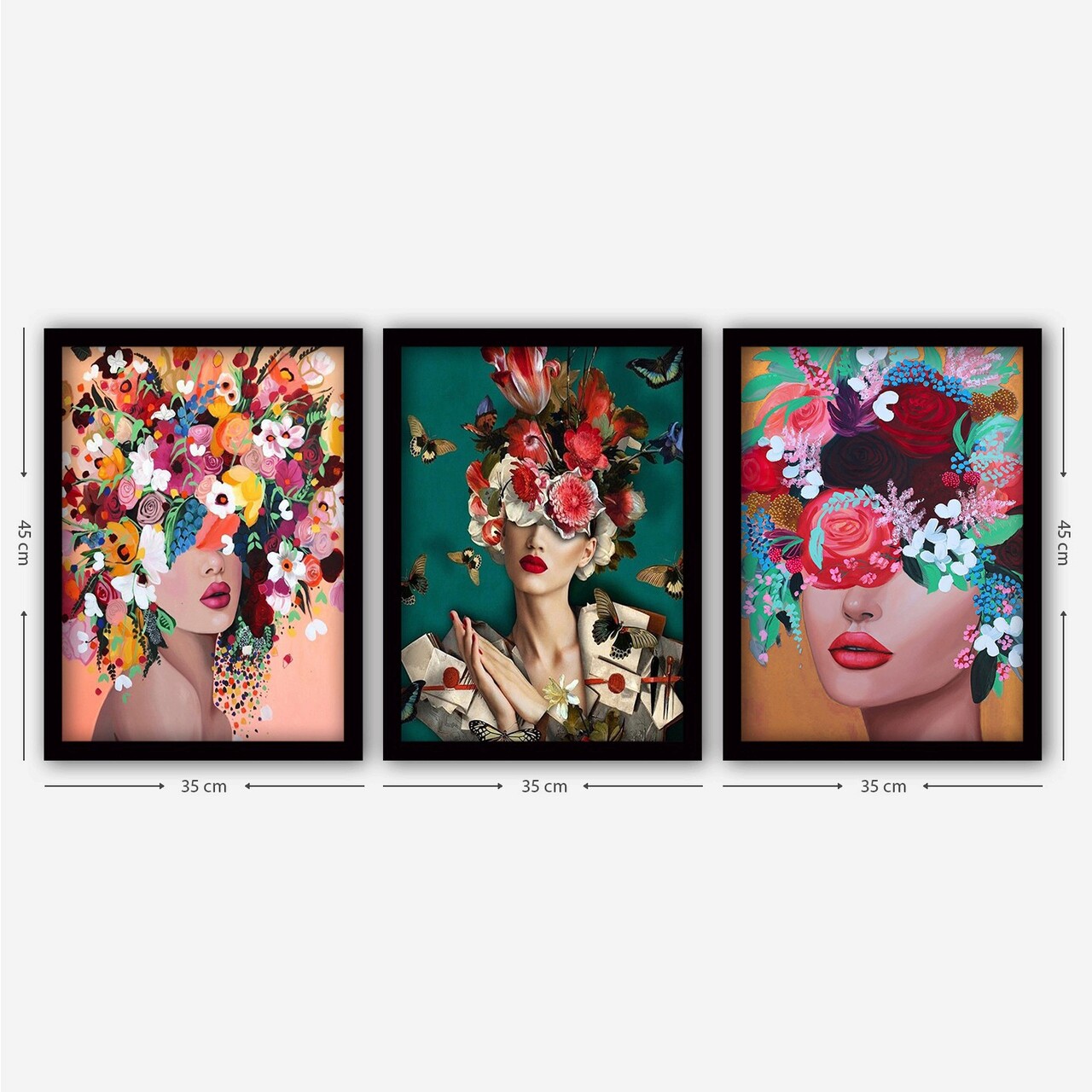 Set 3 tablouri decorative, 3SC162, MDF, Plastic, Multicolor