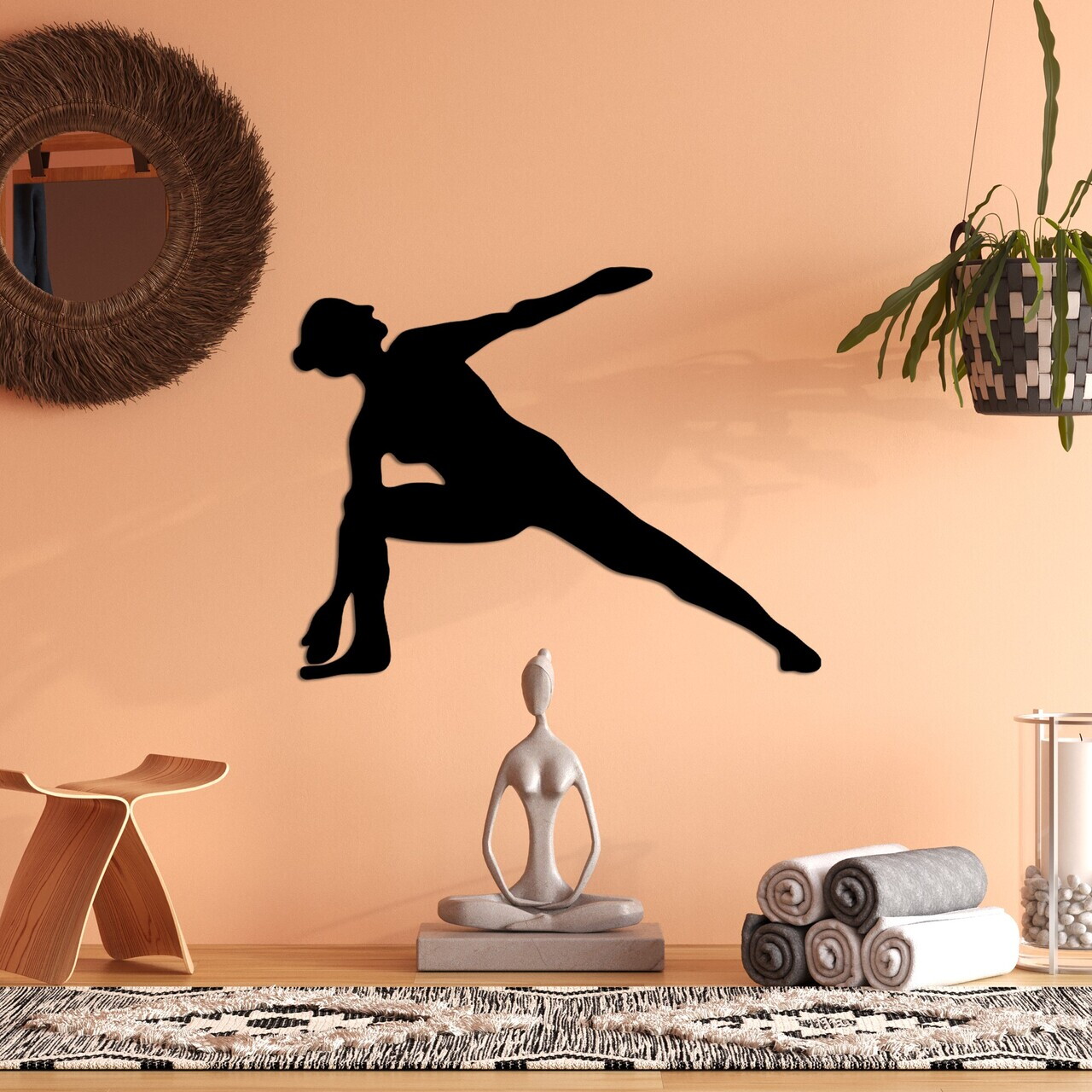 Decoratiune de perete, Yoga 17, Dimensiune: 55 x 44 cm, Negru — imaginea 2