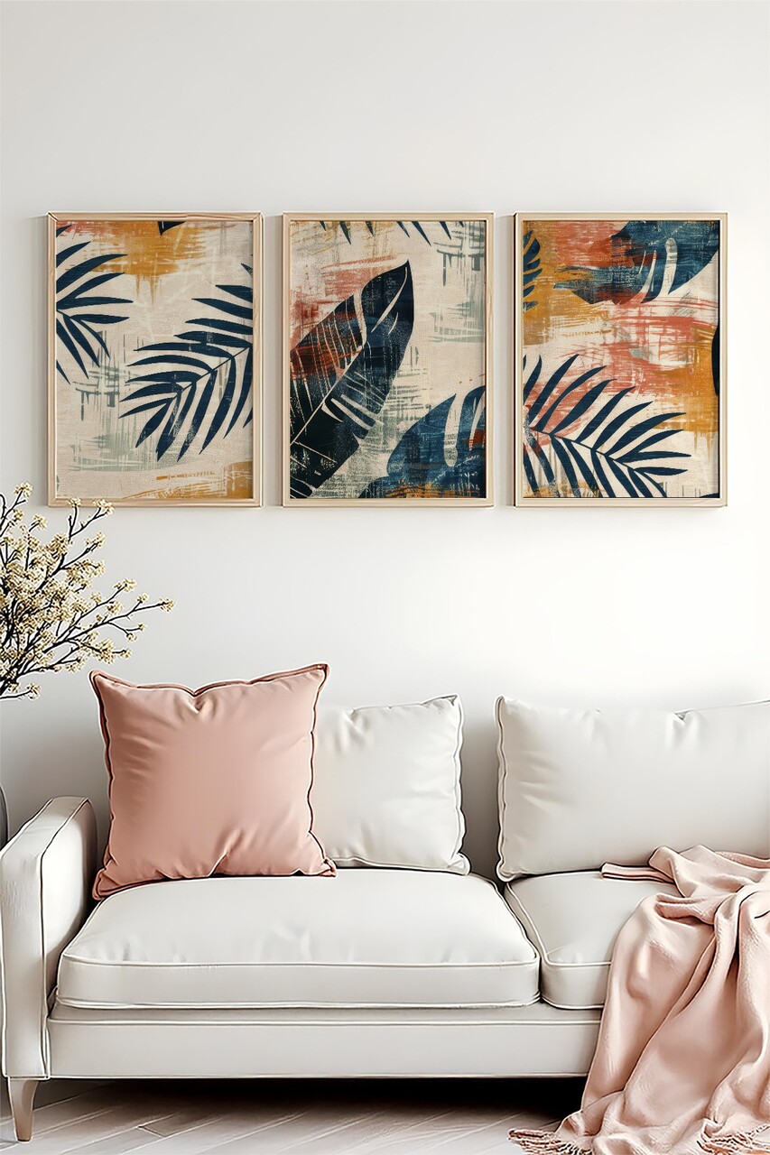 Set 3 tablouri decorative Huhu468 Cadru: 100% LEMN MASIV (Grosime: 25 cm) Multicolor