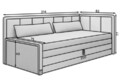 Canapea extensibila brat stanga 3 locuri, ELTAP, Fulgeo, 214x82x77 cm, lemn/catifea din poliester, gri inchis
