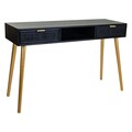 Consola Creaciones Meng, 132x41x79 cm, MDF/bambus, negru/auriu