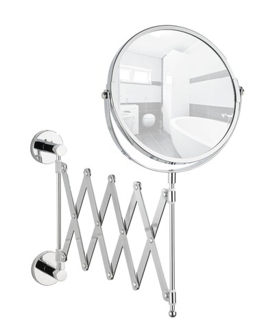 Oglinda cosmetica extensibila, Wenko, Power-Loc®, 56 x 35.5 x 18.5 cm, inox/sticla