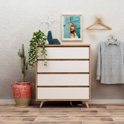Comoda Suvera, Mod Design, 70x40x86 cm, natural/alb Comode