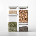 Set 4 recipiente depozitare, Brabantia, Tasty+, 2х700 ml, 2x1.6 L, plastic, gri deschis