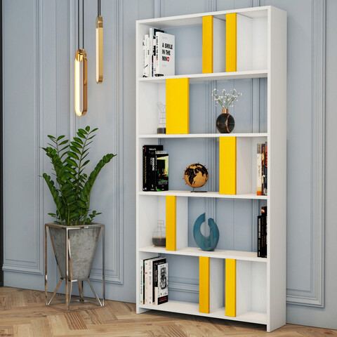 Corp biblioteca, hommy craft, lima, 90x180x20 cm, alb / galben
