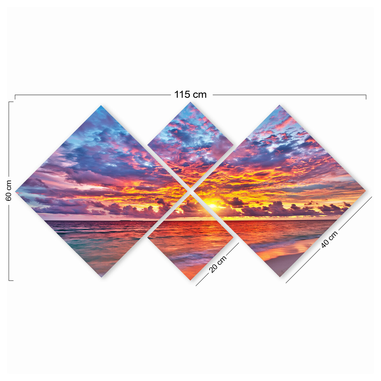 Set 4 tablouri decorative, 4MDF387692950, MDF, Imprimat UV, Multicolor