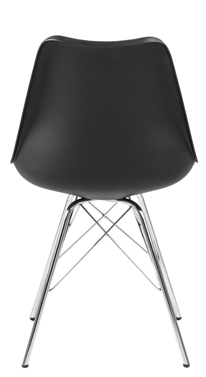 Scaun Eris, Actona, 48.5x54x85.5 cm, piele ecologica/otel, negru/crom