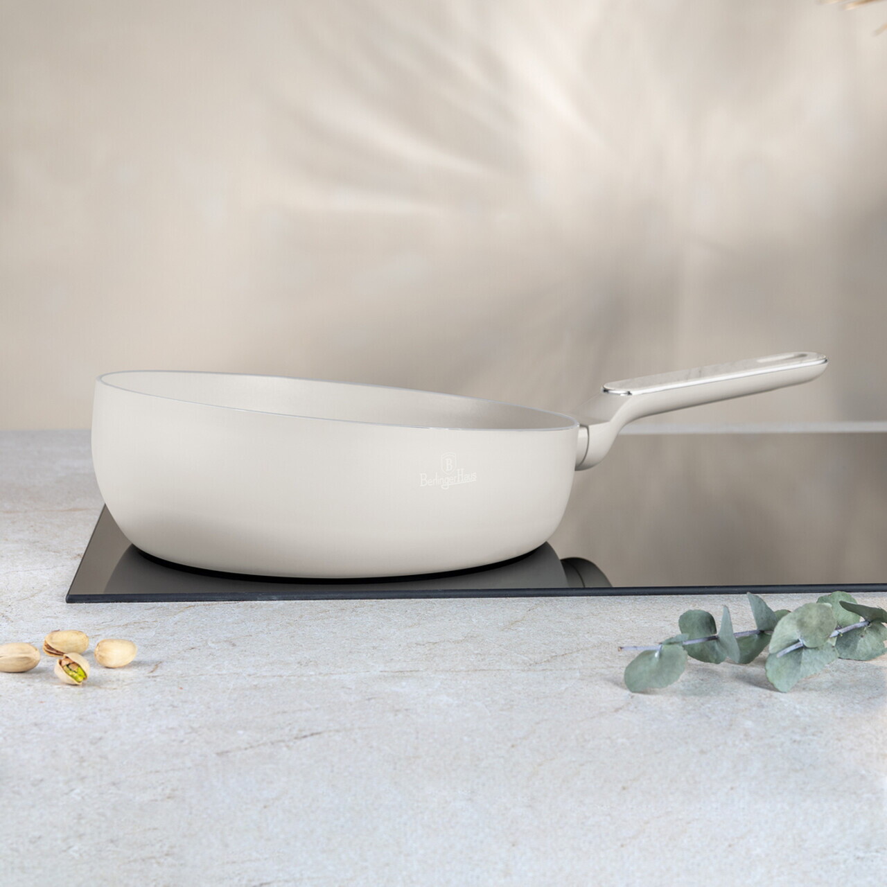 Tigaie flip Berlinger Haus, Sahara Marble, 26 cm, aluminiu, crem mat/marmura - imagine 2
