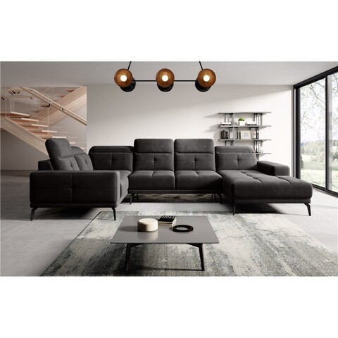 Coltar stanga 6 locuri ELTAP, LT-10LU, Neviro, 350x201x77 cm, lemn/poliester, negru