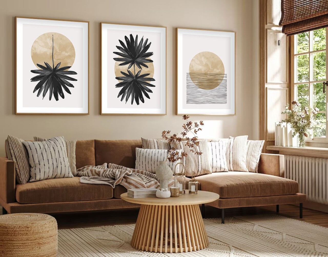 Set 3 tablouri decorative Huhu210 Cadru: 100% LEMN MASIV (Grosime: 25 cm) Multicolor