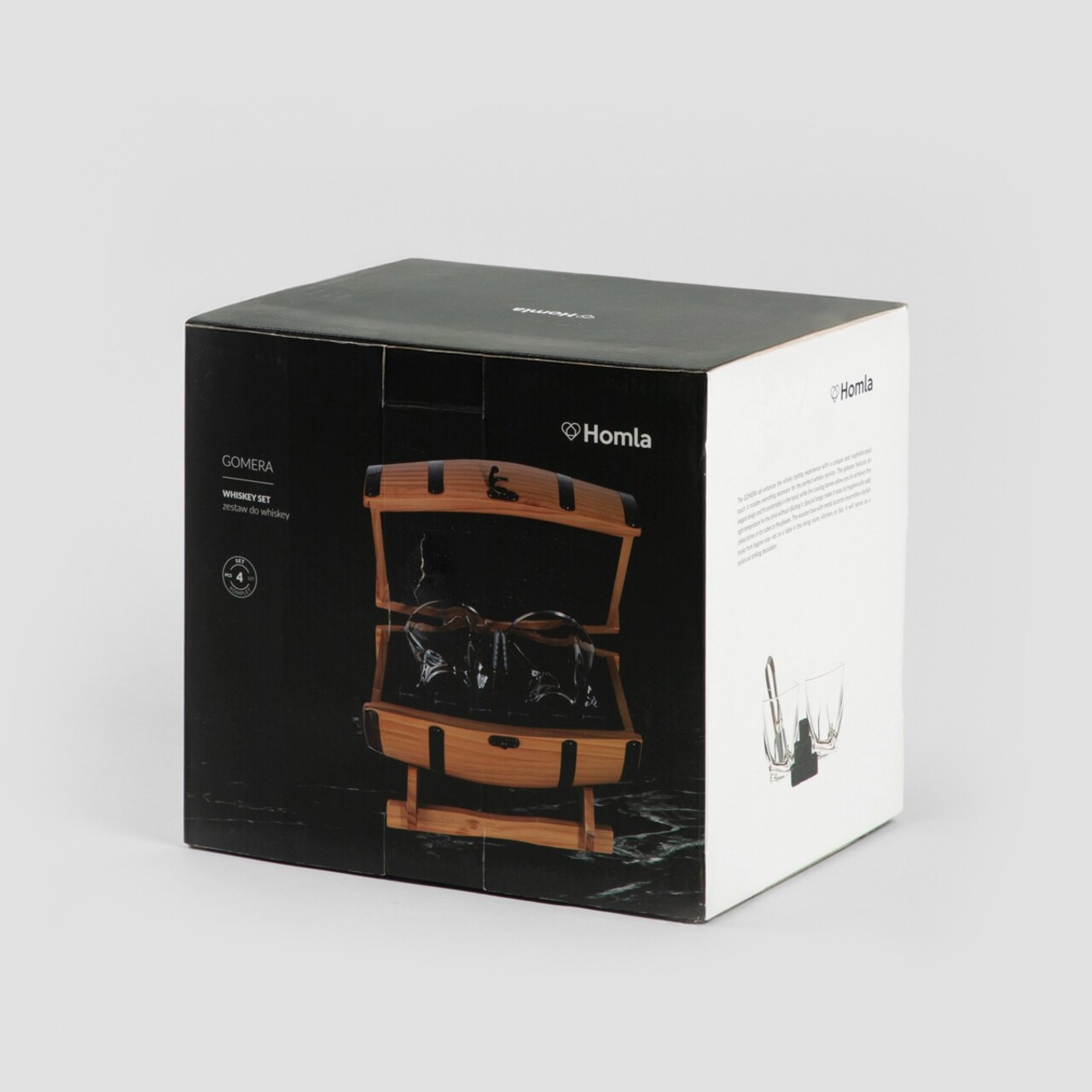 Set whisky 12 piese Gomera, Homla, 310 ml, lemn/sticla/inox, natur/negru - view 7