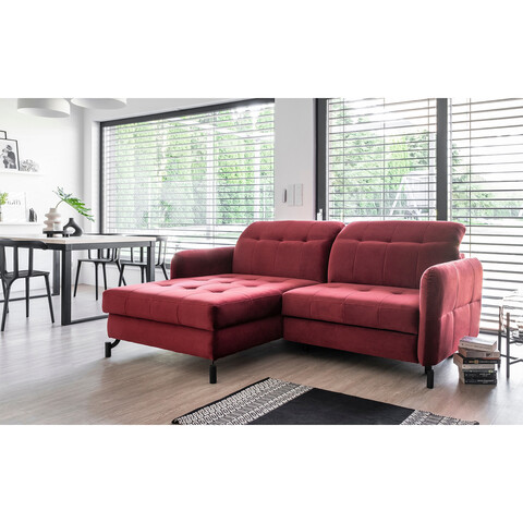 Coltar extensibil stanga 3 locuri ELTAP, Lore-74, Lorelle, 225x160x105 cm, lemn/poliester, rosu