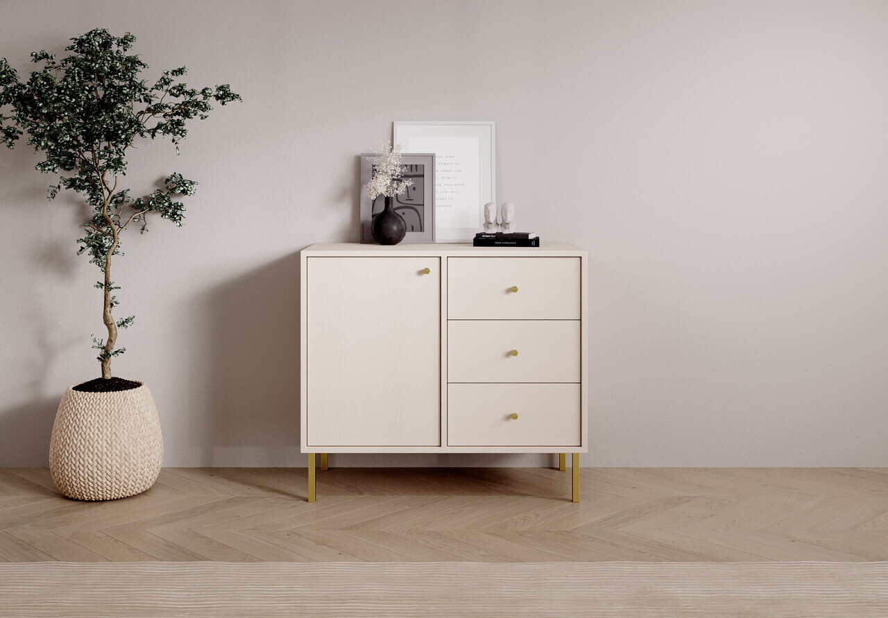Comoda ADRK, Tili 1D 3S, 83.6x40.8x73.9 cm, PAL laminat, bej