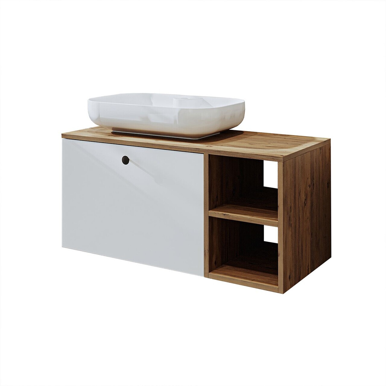 Dulap de baie cu chiuvetă, Hanah Home, 2516, 95x58x45 cm, MDF, Pin Atlantic / Alb — imaginea 5