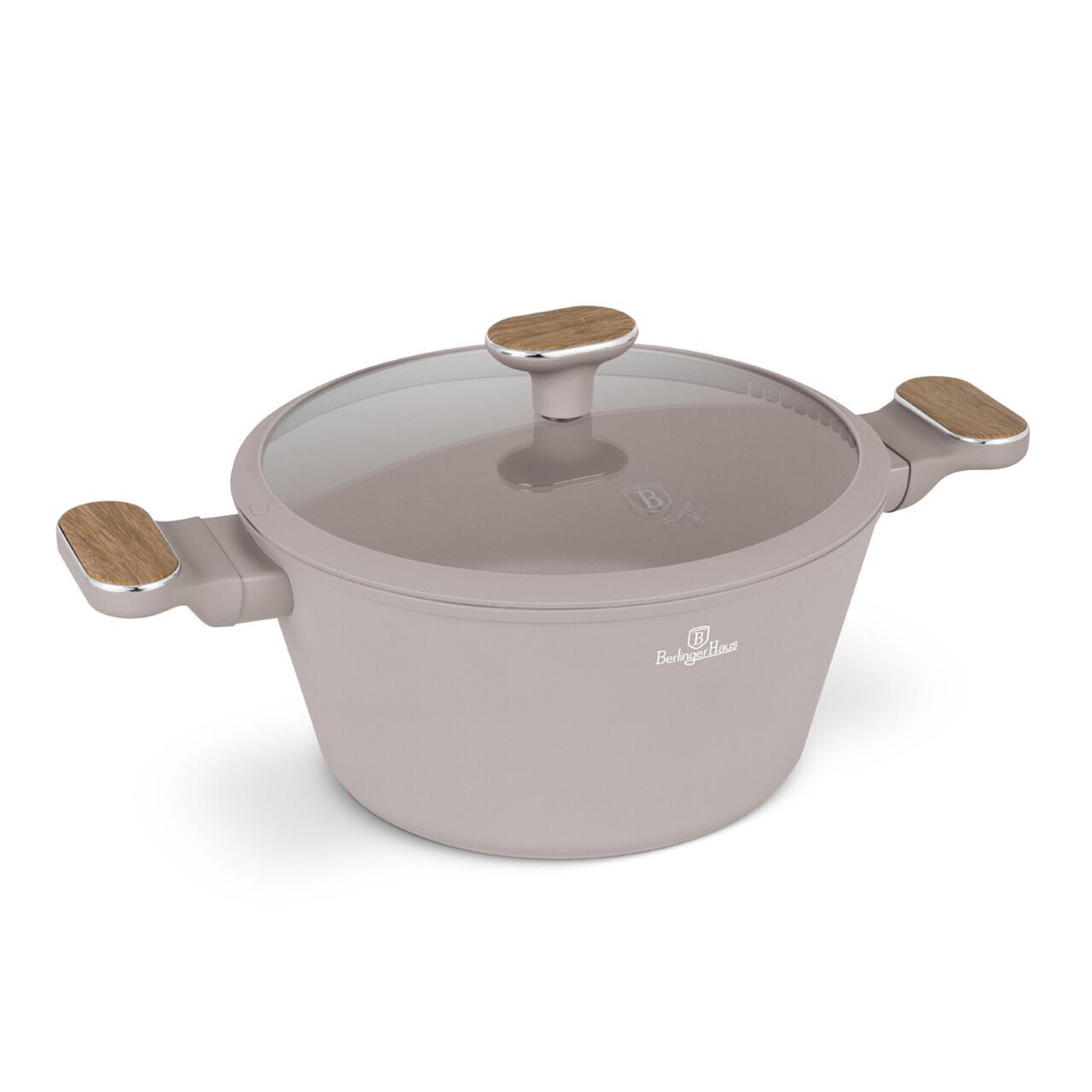 Oala cu capac Berlinger Haus, Taupe Nordic, 24 cm, 4.3 L, aluminiu forjat, taupe mat/natur - imagine 3