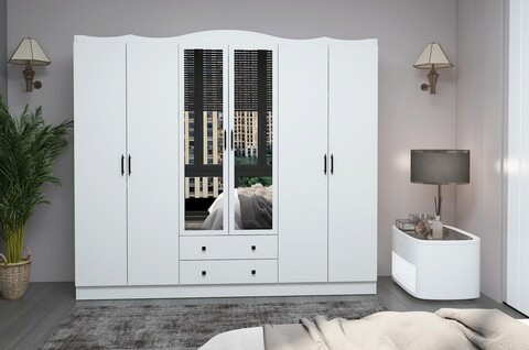Dulap pentru haine, Glenevis, Lavinia 006, 210x186x50 cm, Alb Glenevis