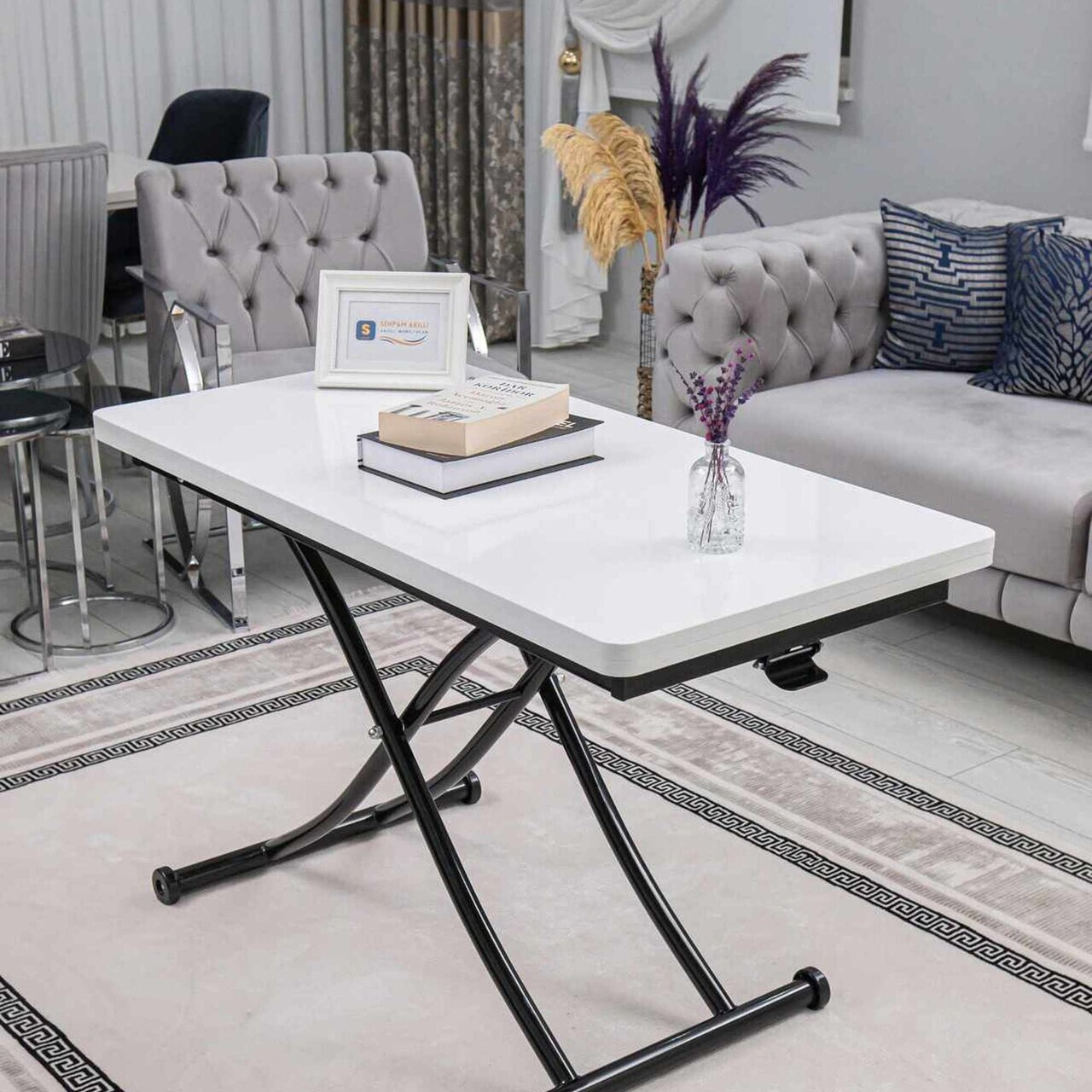 Masuta de cafea, Hanah Home, Juppo Int, MDF, Alb/Negru — imaginea 2