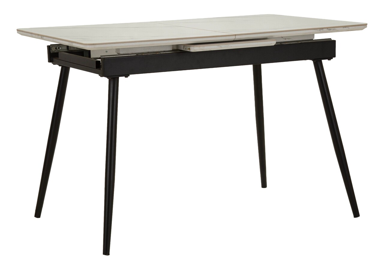 Masa extensibila dining, Mauro Ferretti, Matt, 120-150x80x75 cm, metal/ceramica, negru/alb - imagine 12