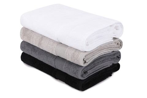 Set 4 prosoape de baie 401, beverly hills polo club, 70x140 cm, bumbac, alb