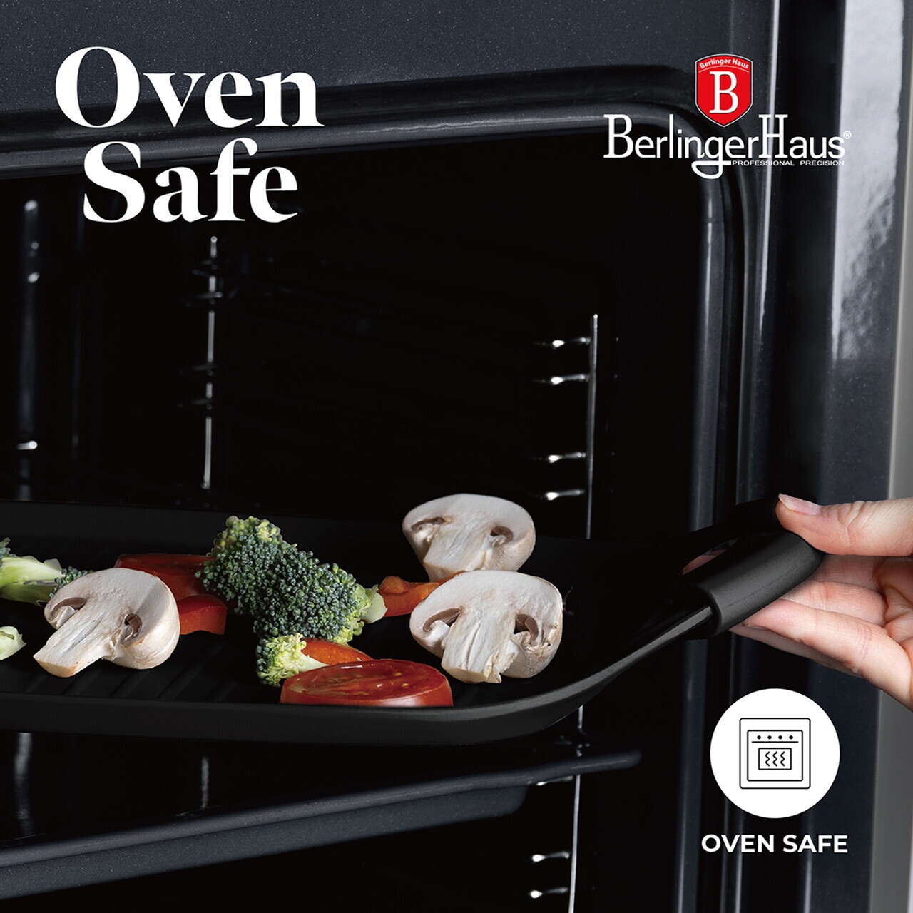 Tava grill Berlinger Haus, Matte Black, 47x29 cm, aluminiu forjat, negru mat - imagine 6