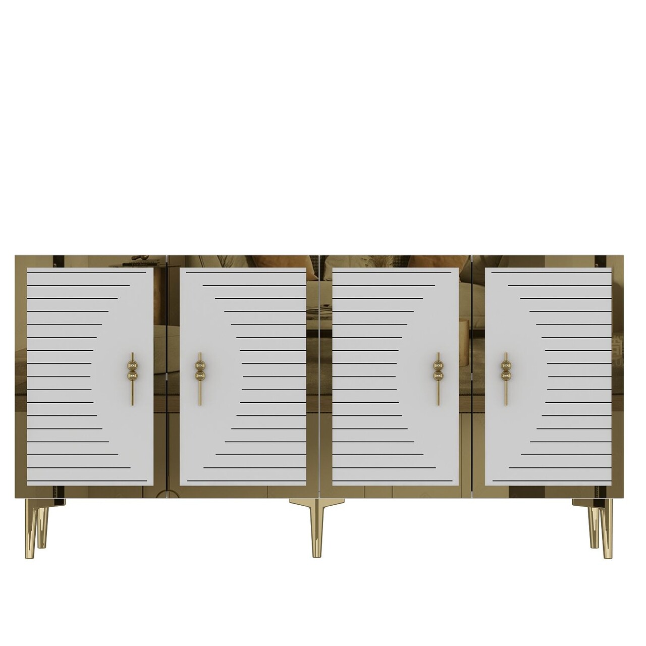 Consola, Hanah Home, Tuna, 150x75x32 cm, PAL , Alb/Auriu - view 3