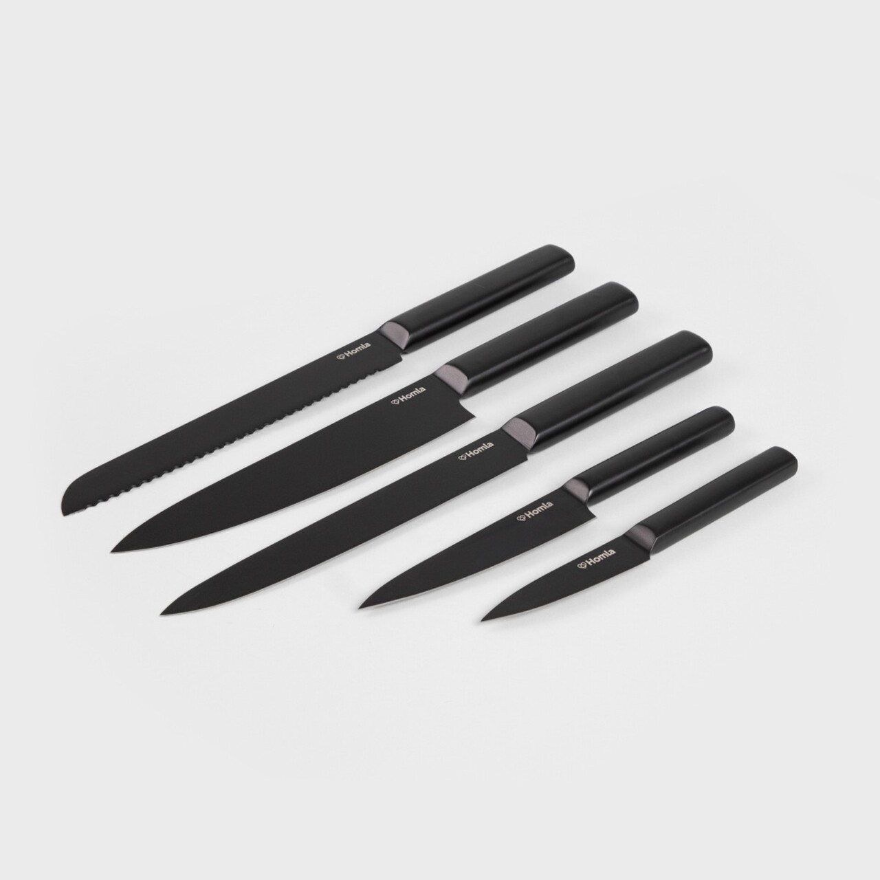 Set 5 cutite + suport Masterset, Homla, lemn/inox, negru - 2 | YEO