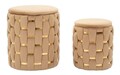 Set 2 taburete cu spatiu depozitare Shanty, Mauro Ferretti, 37x42 cm, 28x35 cm, fier/MDf/poliester, auriu