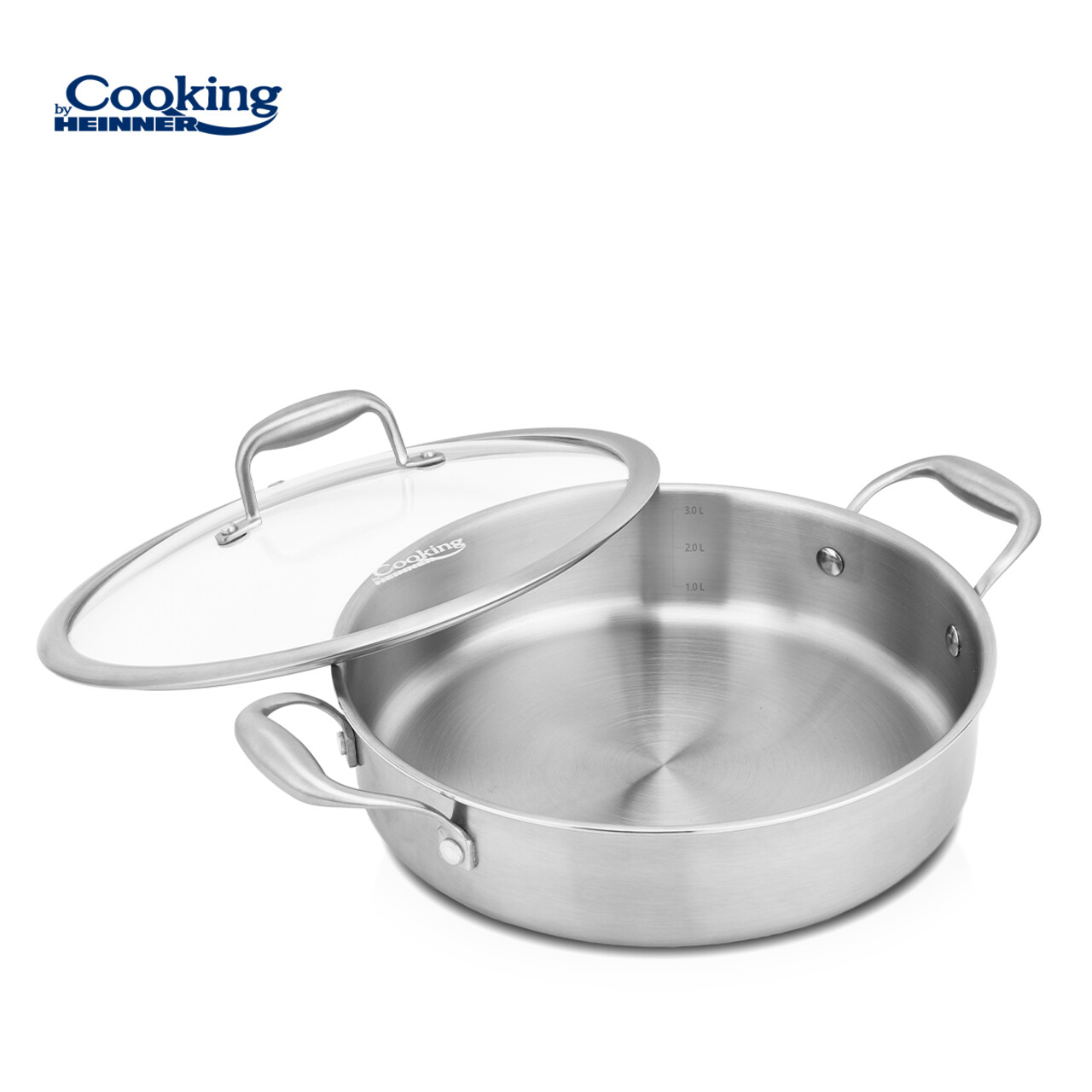 Cratita cu capac Atomic3, Cooking by Heinner, 26x7 cm, 3.5 L, inox/sticla, argintiu - imagine 5