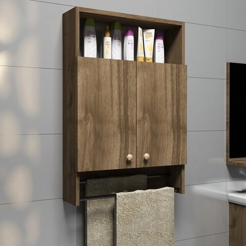 Dulap pentru baie Ela, Puqa Design, 87x15x60 cm, maro 87x15x60