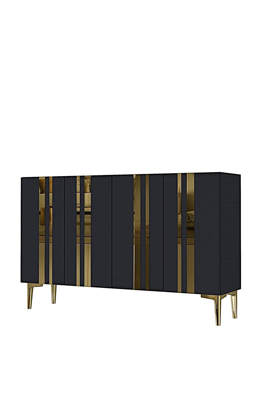 Consola, Hanah Home, Mia 120, 120x75x32 cm, Antracit / Aur — imaginea 3