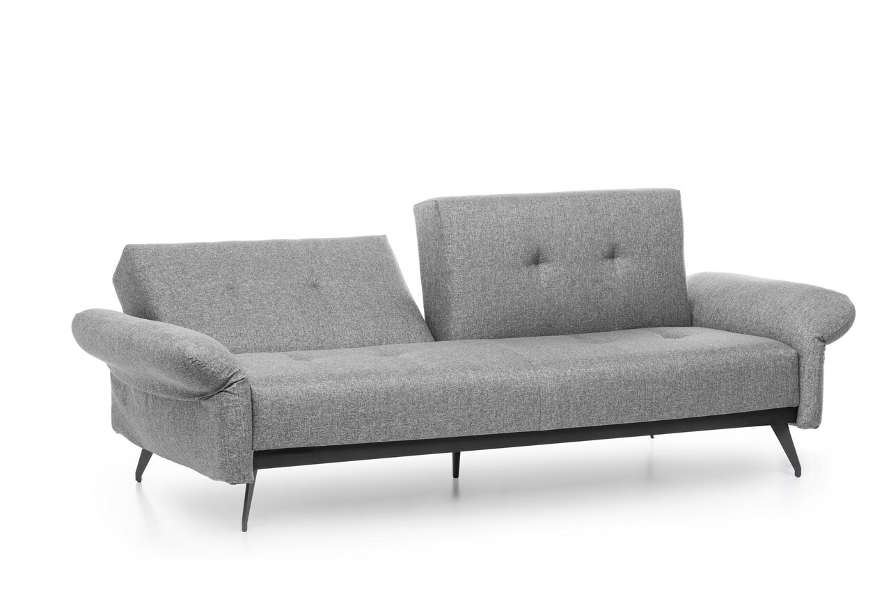 Canapea Extensibila Ron Sofabed, Futon, 3 Locuri, 190x125 Cm, Metal, Gri