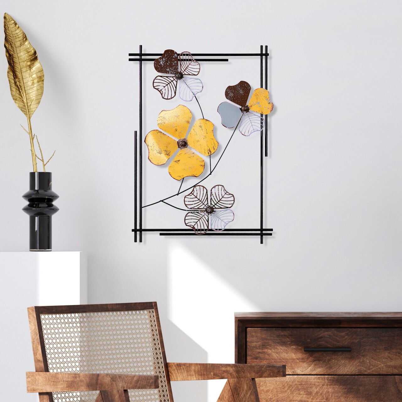 Decoratiune de perete, Shannan 3, Metal, Dimensiuni: 50 x 70 x 4 cm, Multicolor — imaginea 2