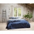 Lenjerie de pat dubla Indigo Knit Blue - Primavera Deluxe, Royal Textile, 3 piese, 240 x 260 cm, 100% bumbac, albastru/bej