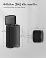 Cos de gunoi cu pedala 30 L, Songmics, Slim, inchidere soft close, 34.5x32.5x61.5 cm, otel, negru