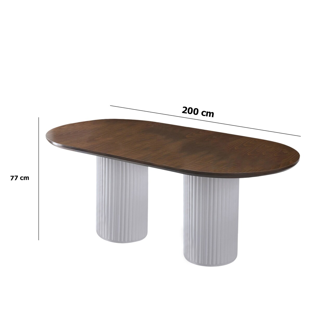 Masa, Nmobb, LI, 200x77x100 cm, 100% MDF VOPSIT/LACUIT, Nuc/Alb
