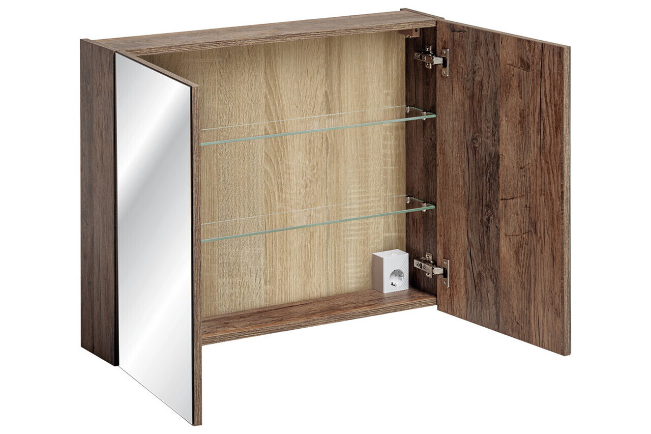 Cabinet cu oglinda si 2 usi, Santa Fe Oak, Comad, 80x17x65 cm, PAL laminat, stejar santa fe vintage — imaginea 5