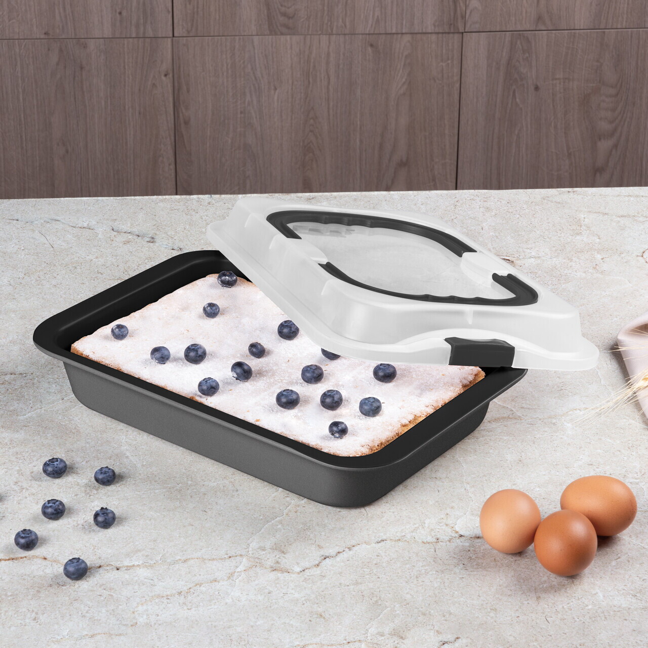 Tava cu capac Berlinger Haus, Anthracite, 36.5x24.5x5.5 cm, otel carbon/plastic, antracit mat - imagine 12