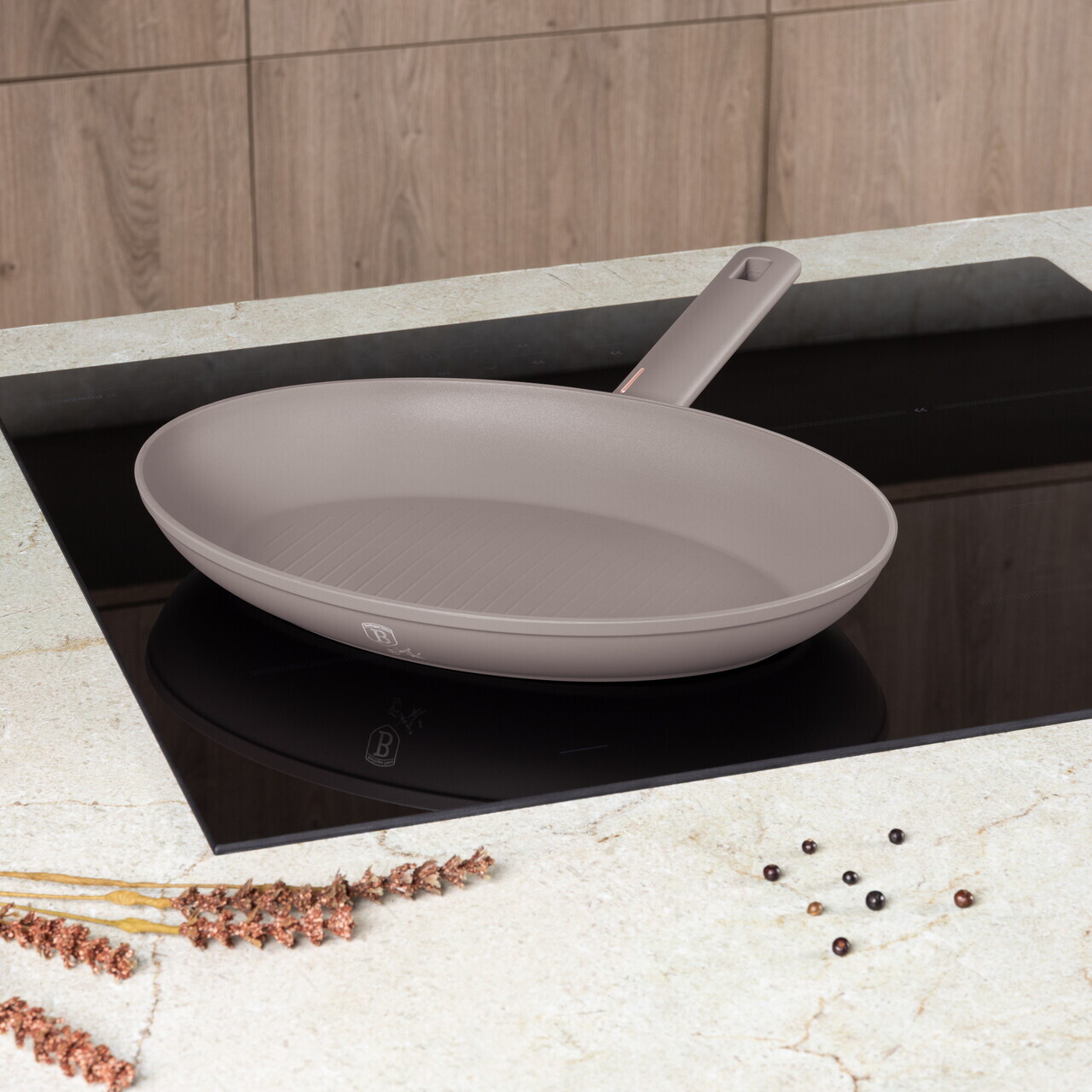 Tigaie pentru peste Berlinger Haus, Taupe, 35 cm, aluminiu forjat, taupe mat - imagine 4