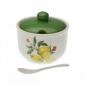 Recipient zahar Lemons, Versa, 10.3 x 11.2 x 11.2 cm, ceramica, alb/verde