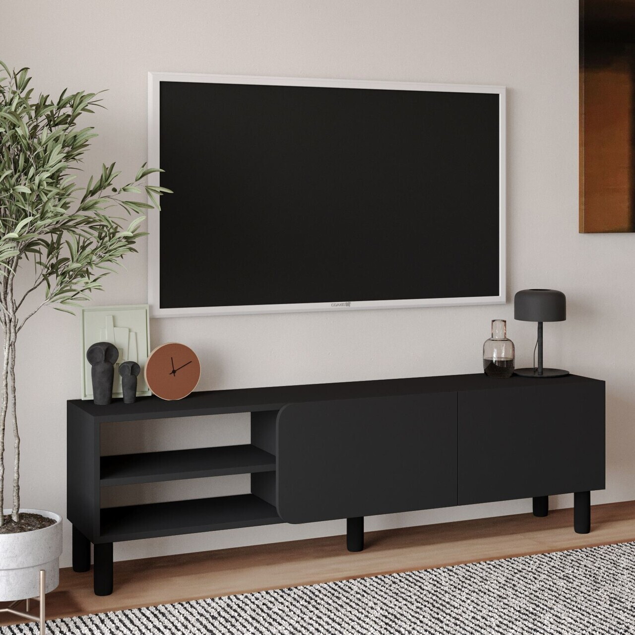 Comoda TV, Hanah Home, River, 150x48.2x31.4 cm, PAL, Antracit — imaginea 2