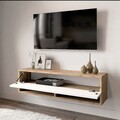 Comoda TV, Locelso, FR13, 100 x 29.1 x 31.6 cm, pal melaminat, maro/alb