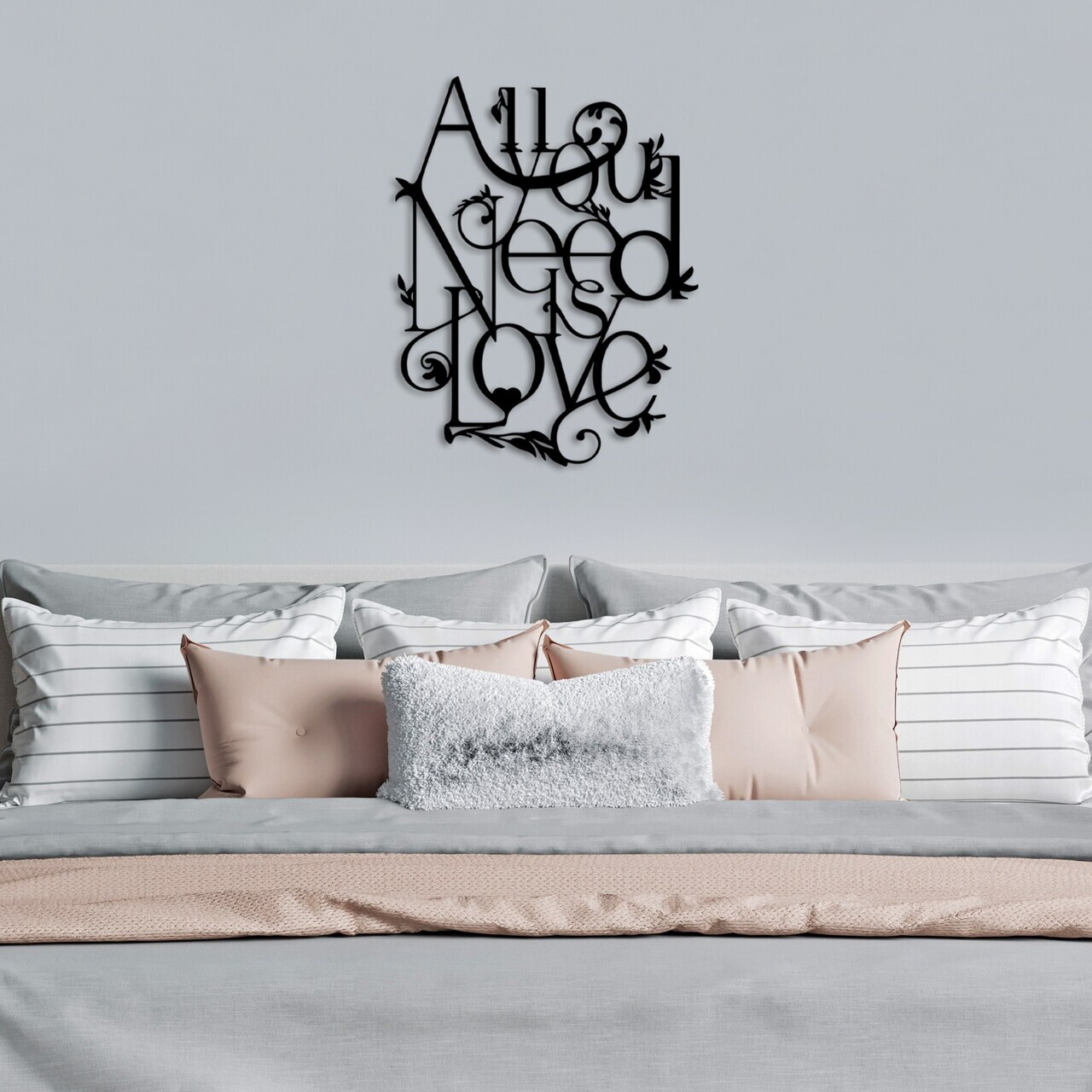 Decoratiune de perete, All You Need is Love, Dimensiuni: 44 x 57 cm , Negru — imaginea 3