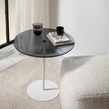 Masa de colt, Neostill, Chill-Out, 50 x 50 x 50 cm, sticla temperata/metal, alb/gri inchis