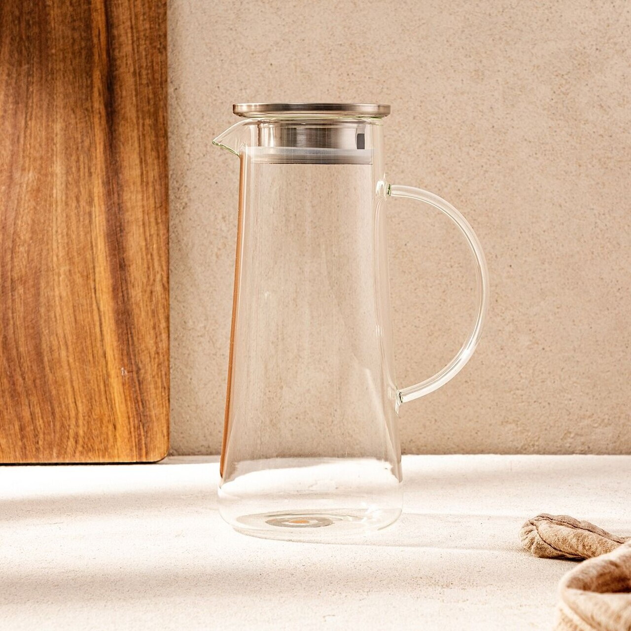 Carafa Kubbe Homla 1.3 L sticla/metal/silicon transparent/argintiu