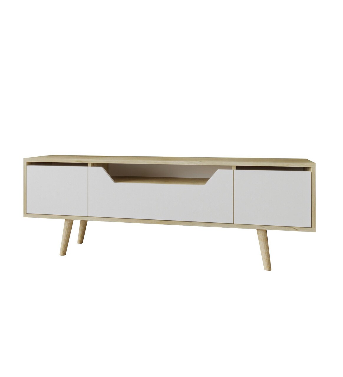 Comoda TV, Hanah Home, Roma 150, 150x53x29.8 cm, PAL, Stejar Safir / Alb - imagine 5