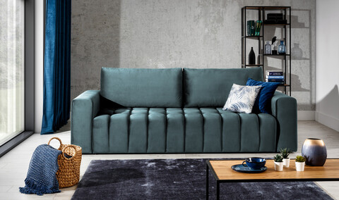 Canapea extensibila 3 locuri ELTAP, Laz38, Lazaro, 247x97x92 cm, lemn/poliester, verde inchis