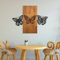 Decoratiune de perete, Butterflies 2, Lemn/metal, Dimensiune: 74 x 58 cm, Nuc / Negru