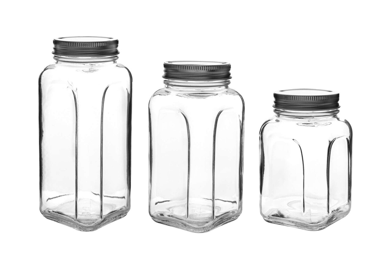 Set recipiente cu capac, Hermia, 238PLN1308, Dimensiune: 8,5 x 8,5 x 14 cm / 660 ml (1 bucată), Argintiu - view 2