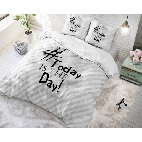 Lenjerie de pat pentru doua persoane Today is the Day White, Royal Textile,  100% bumbac